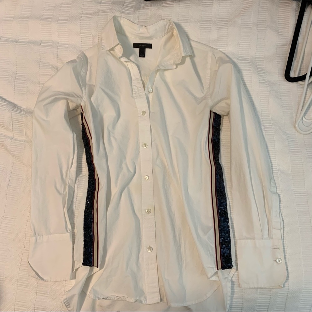 Sequin trim button down